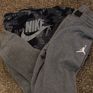 Nike Kids Gray Joggers with White Logo